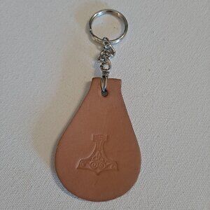 Leather Keychain with twisted metal loop: Celtic Circle or Thors hammer